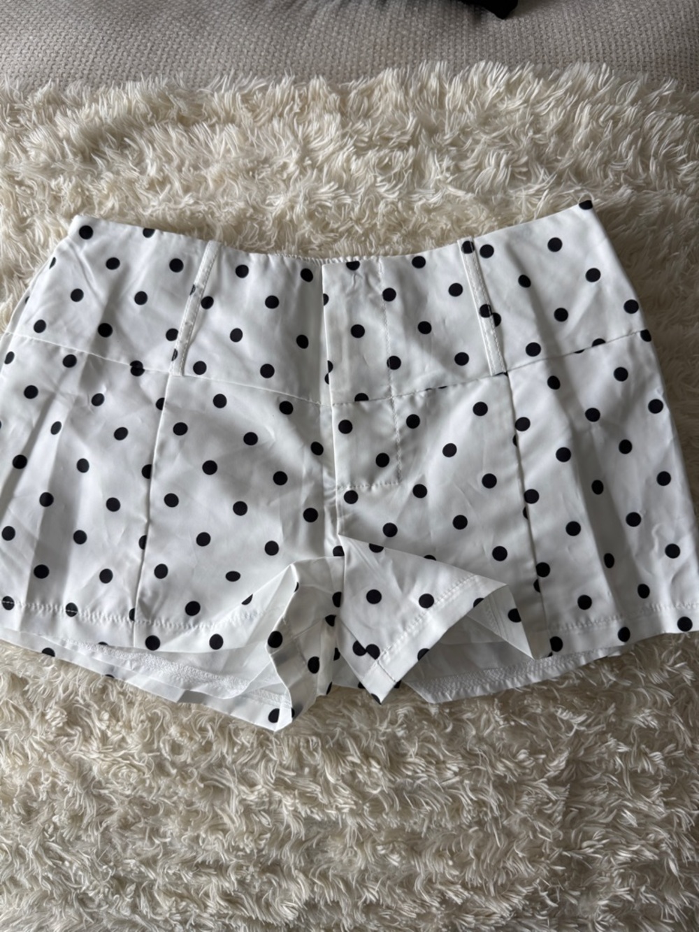 Polka Dot White High-Waist Women’s Shorts